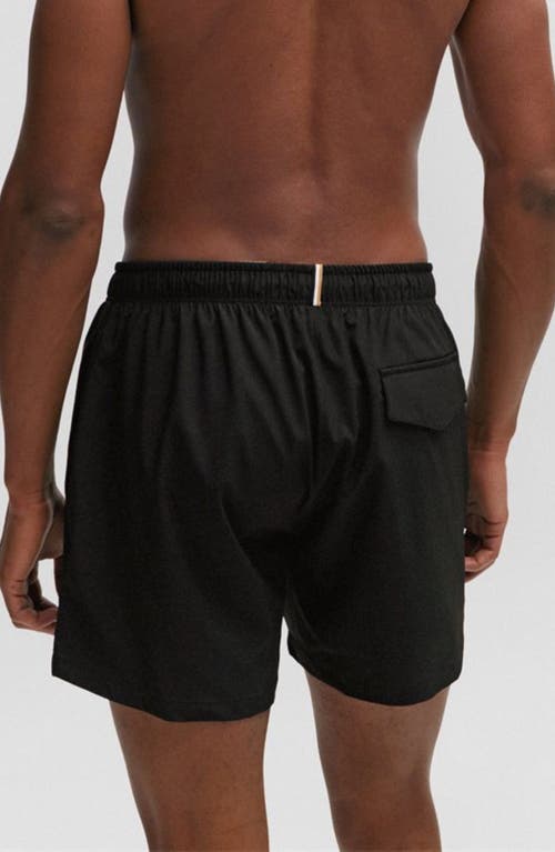 Hugo Boss Quick-drying Swim Shorts With Logo Print In Black