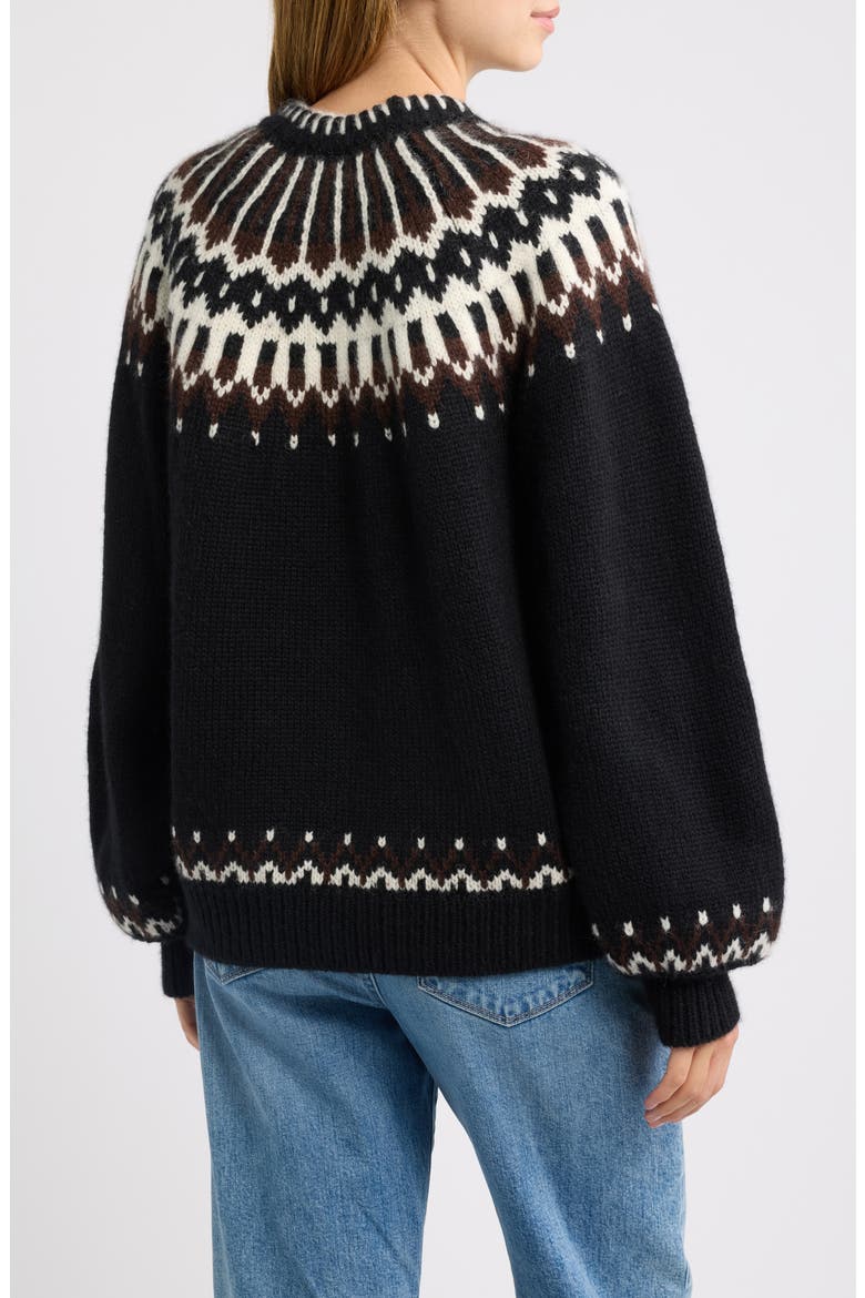 Field Fair Isle Crewneck Sweater, Alternate, color, BLACK ABERDEEN FAIR ISLE