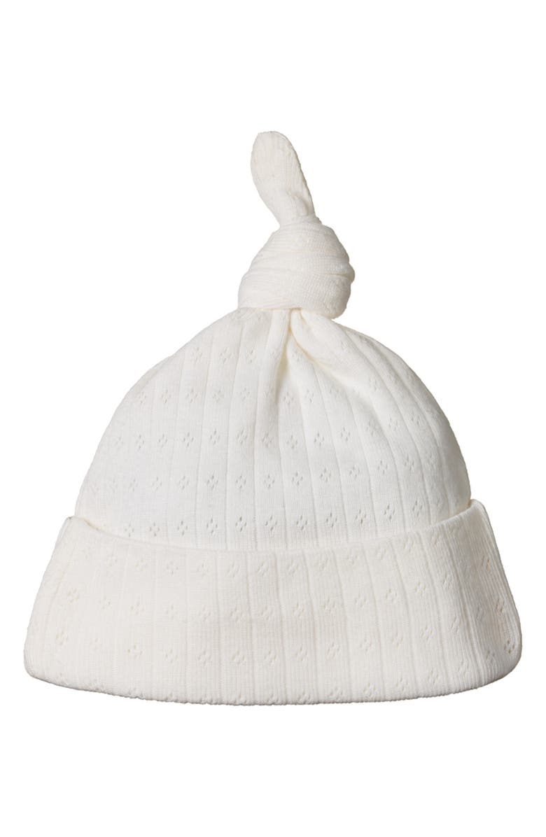 NATURE BABY Knotted Pointelle Hat, Main, color, Natural