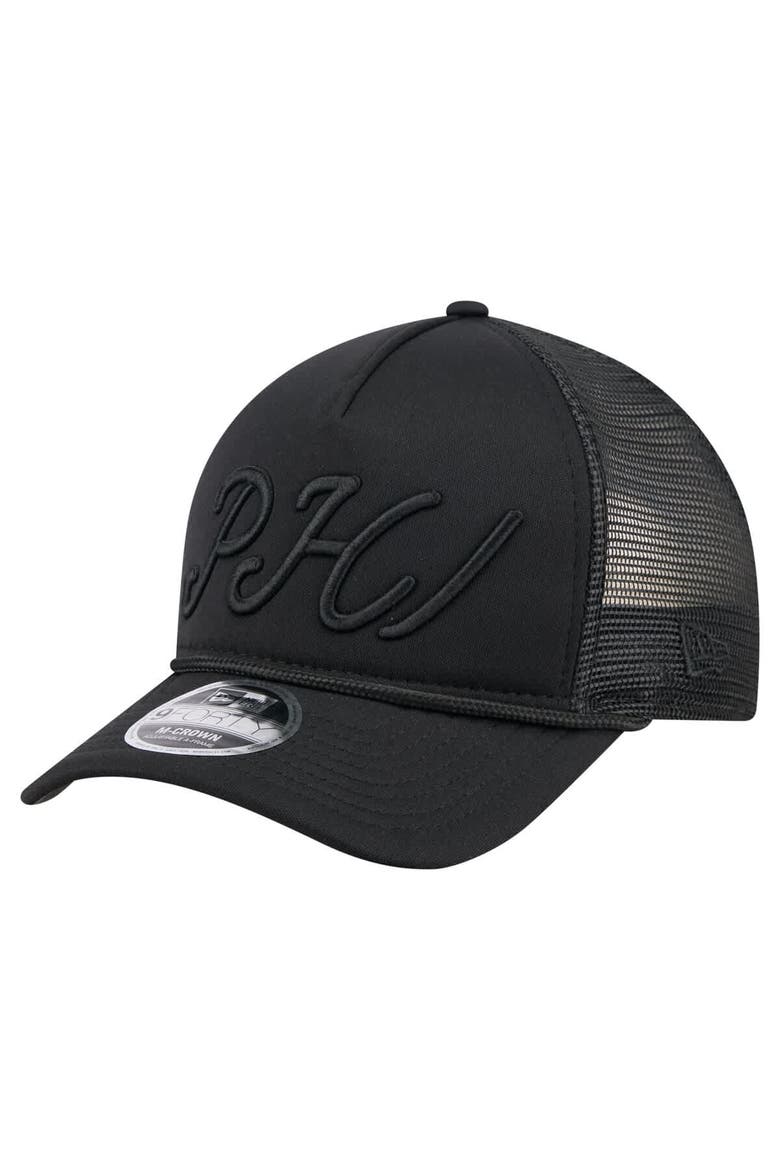 Men's New Era Black Philadelphia Phillies City Initial 9FORTY A-Frame M-Crown Adjustable Trucker Hat, Main, color, Black
