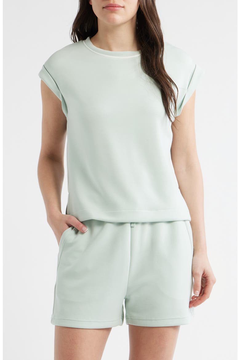 Contrast Inset Cap Sleeve T-Shirt, Main, color, SILT GREEN