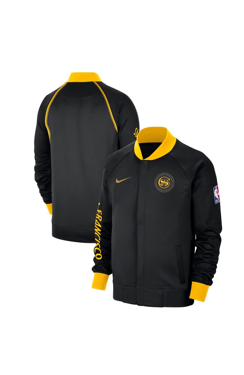 Nike Men's Nike Black Golden State Warriors 2023/24 City Edition Authentic Showtime Performance Raglan Full-Zip Jacket, Main, color, 
