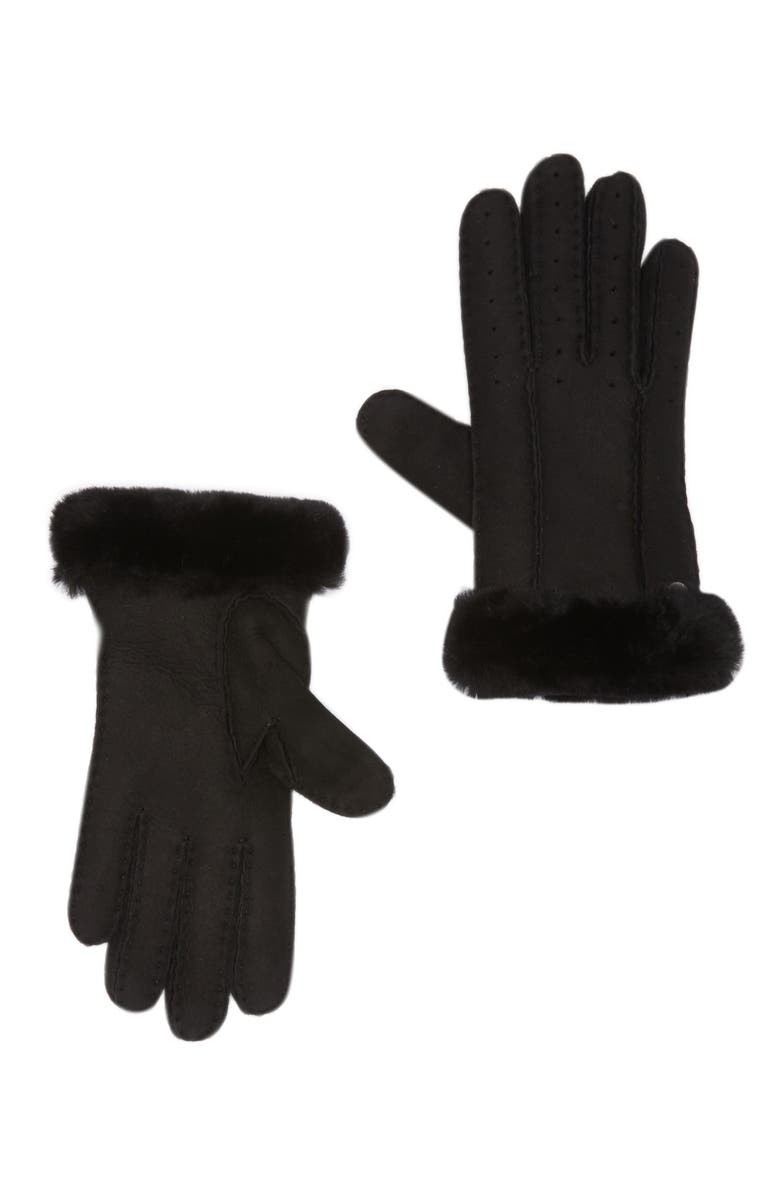 UGG<sup>®</sup> Classic Perforated Genuine Dyed Shearling Gloves, Main, color,