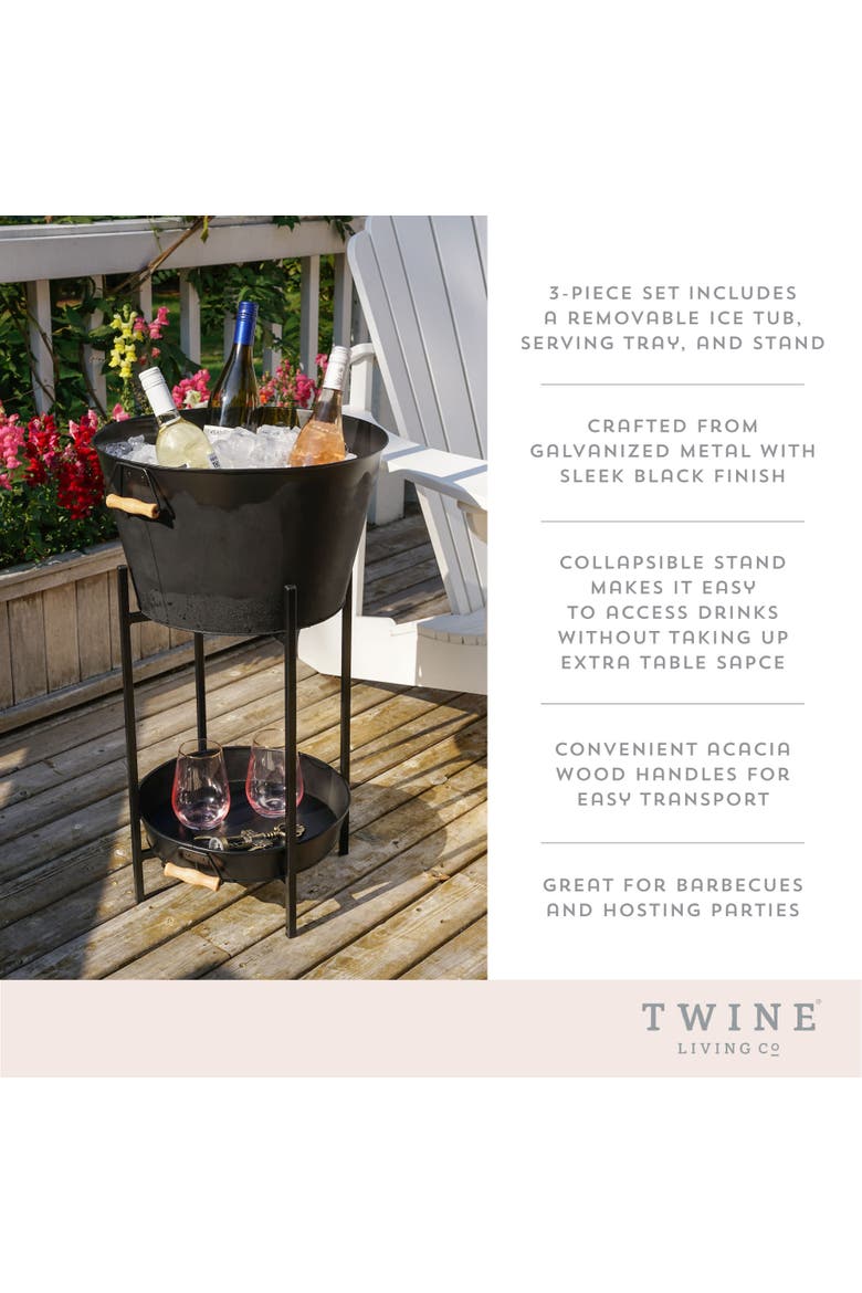 Beverage Tub with Stand & Tray in Black, Alternate, color, Black