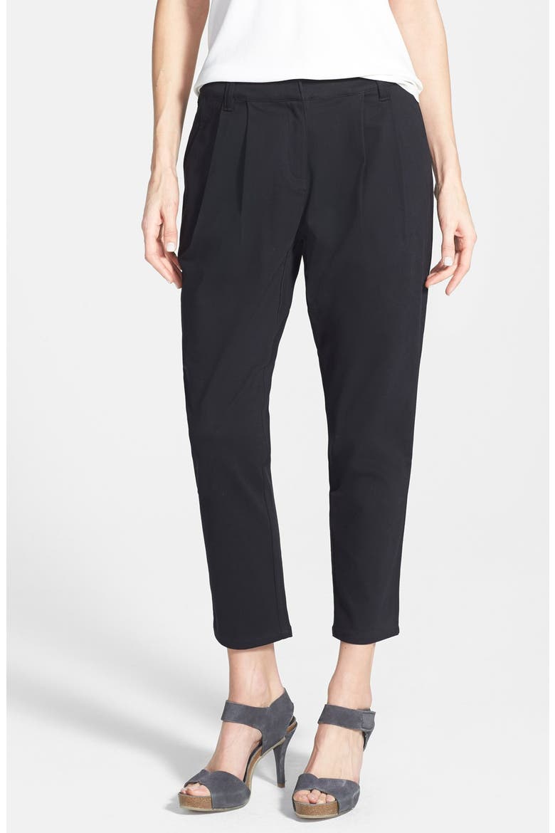 The Fisher Project Slouchy Pleat Front Ankle Pants, Main, color, BLACK
