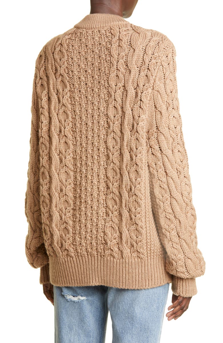 Brandon Maxwell Virgin Wool Cable Sweater, Alternate, color,