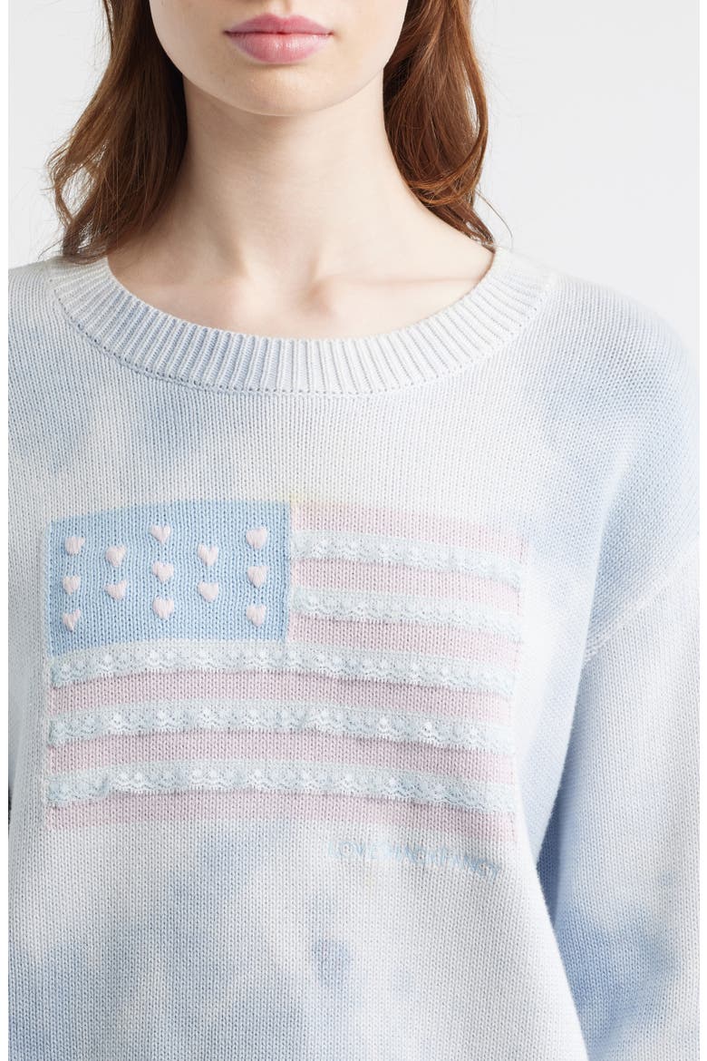 Ty Lace Flag Detail Cotton Sweater, Alternate, color, SELVEDGE SKY