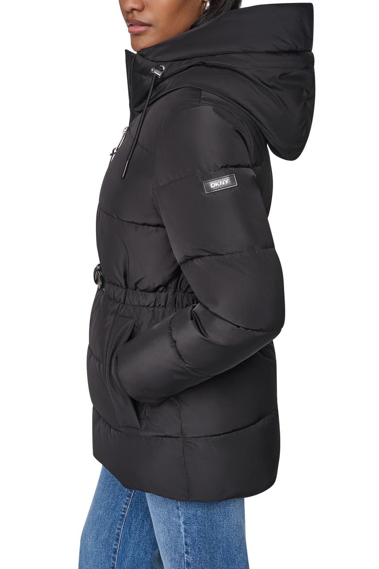 Water Resistant Hooded Puffer Jacket, Alternate, color, BLACK