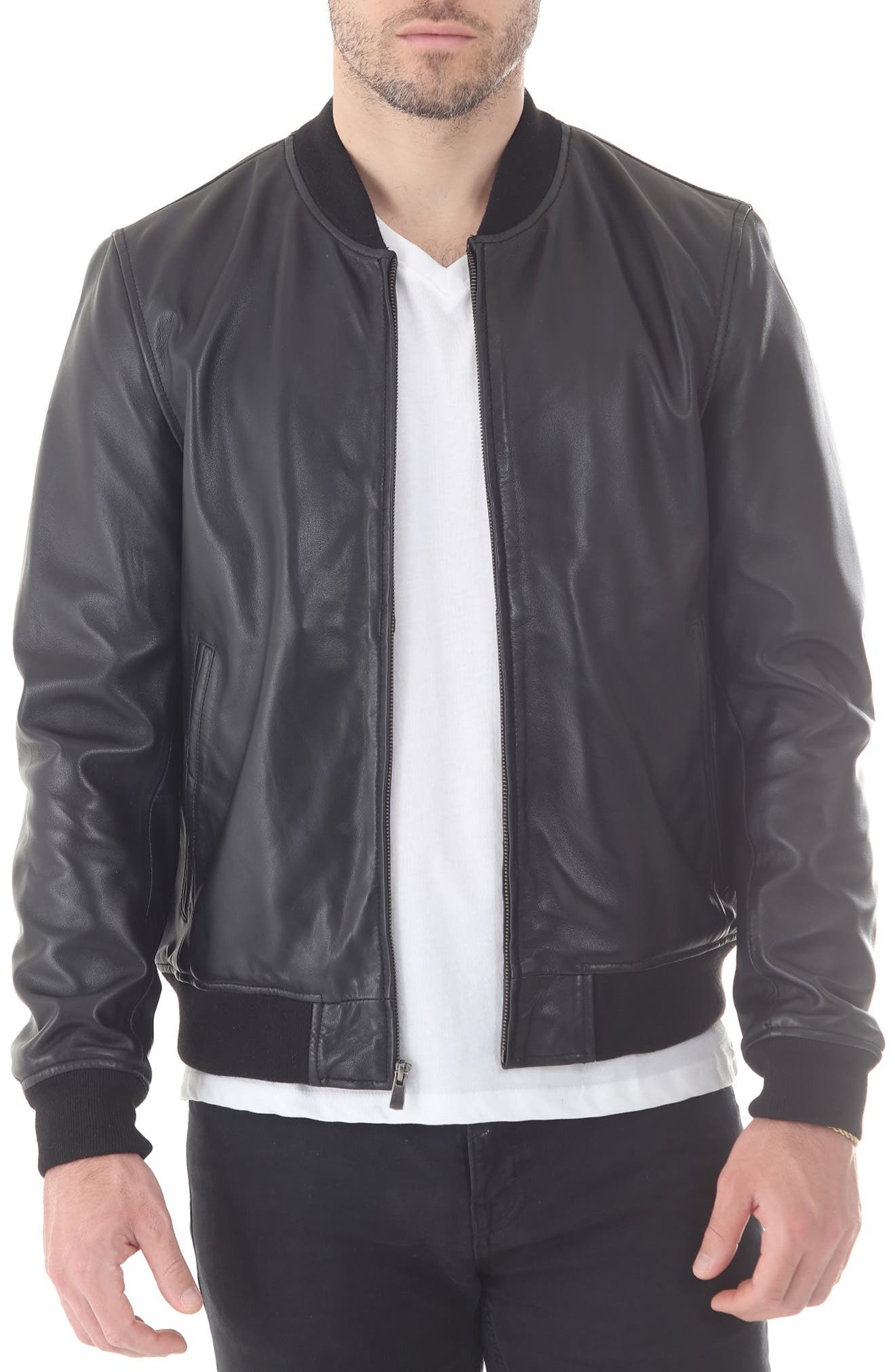 Missani Le Collezioni Lambskin Leather Baseball Jacket