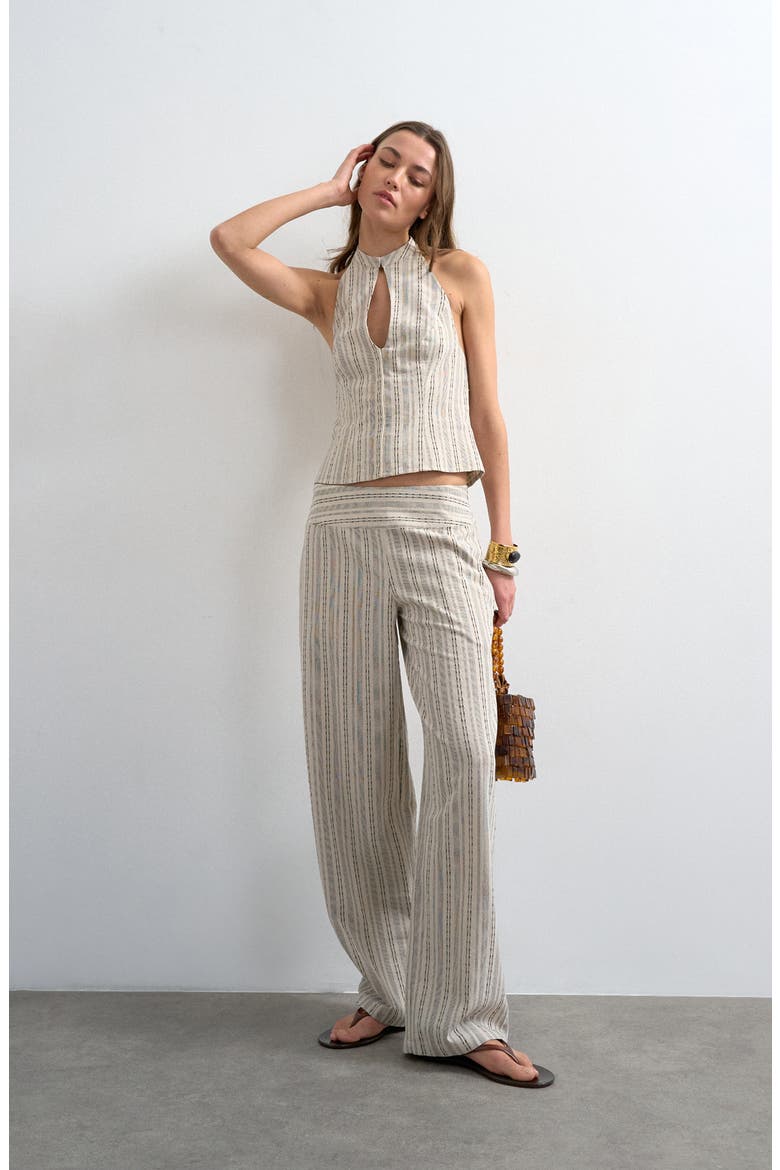 Stripe Cotton Blend Pants, Alternate, color, CREAM