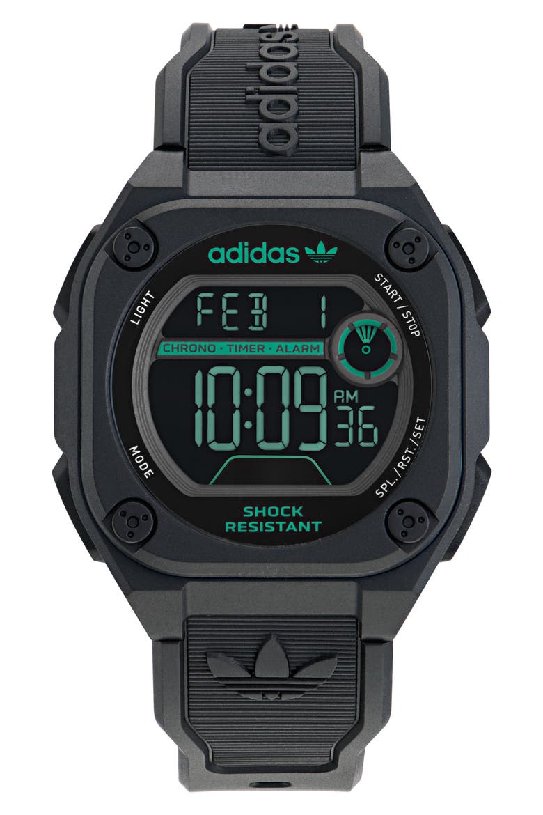 City Tech Two Resin Strap Watch, 45mm, Main, color, BLACK/ GREEN