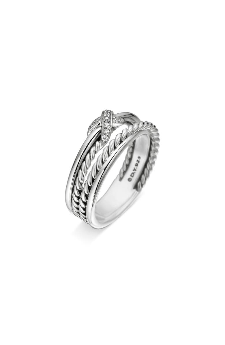 David Yurman X Crossover Ring with Diamonds, Alternate, color, Diamond