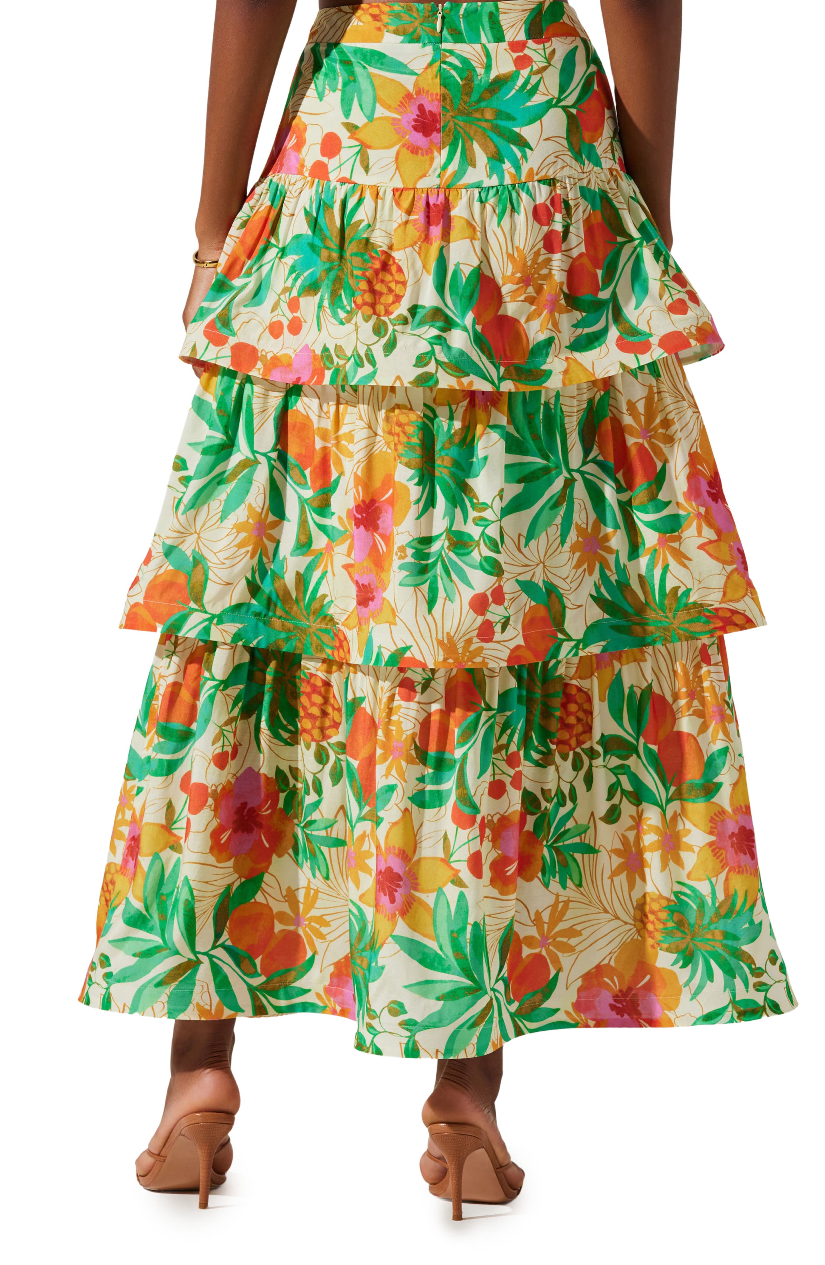 ASTR the Label Rooni Fruit & Floral Print Tiered Skirt (Women ...