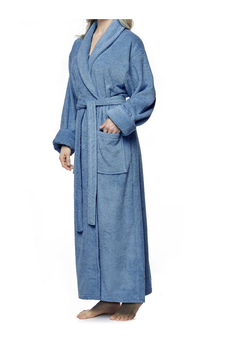 Optimus Long Cotton Bathrobe for Women, Alternate, color, Steel Blue