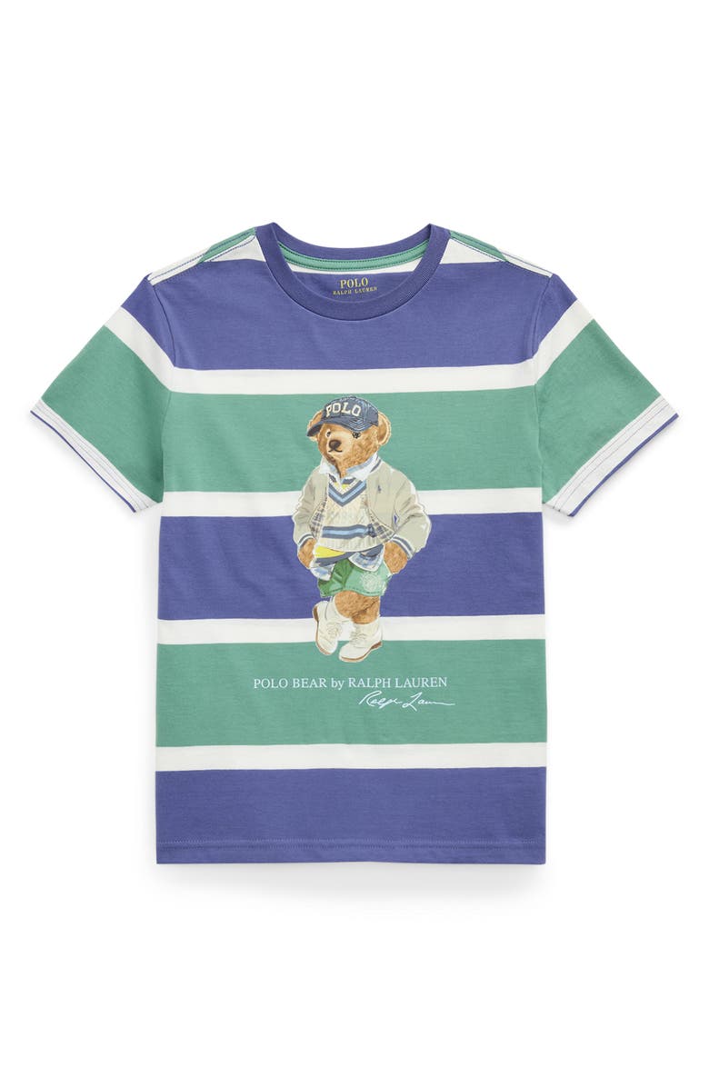 Polo Ralph Lauren Kids' Polo Bear Stripe Cotton Graphic T-Shirt, Main, color, 
