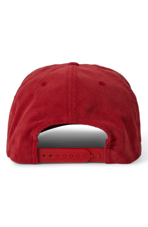 Brixton Inwood Corduroy Snapback Baseball Cap In Red