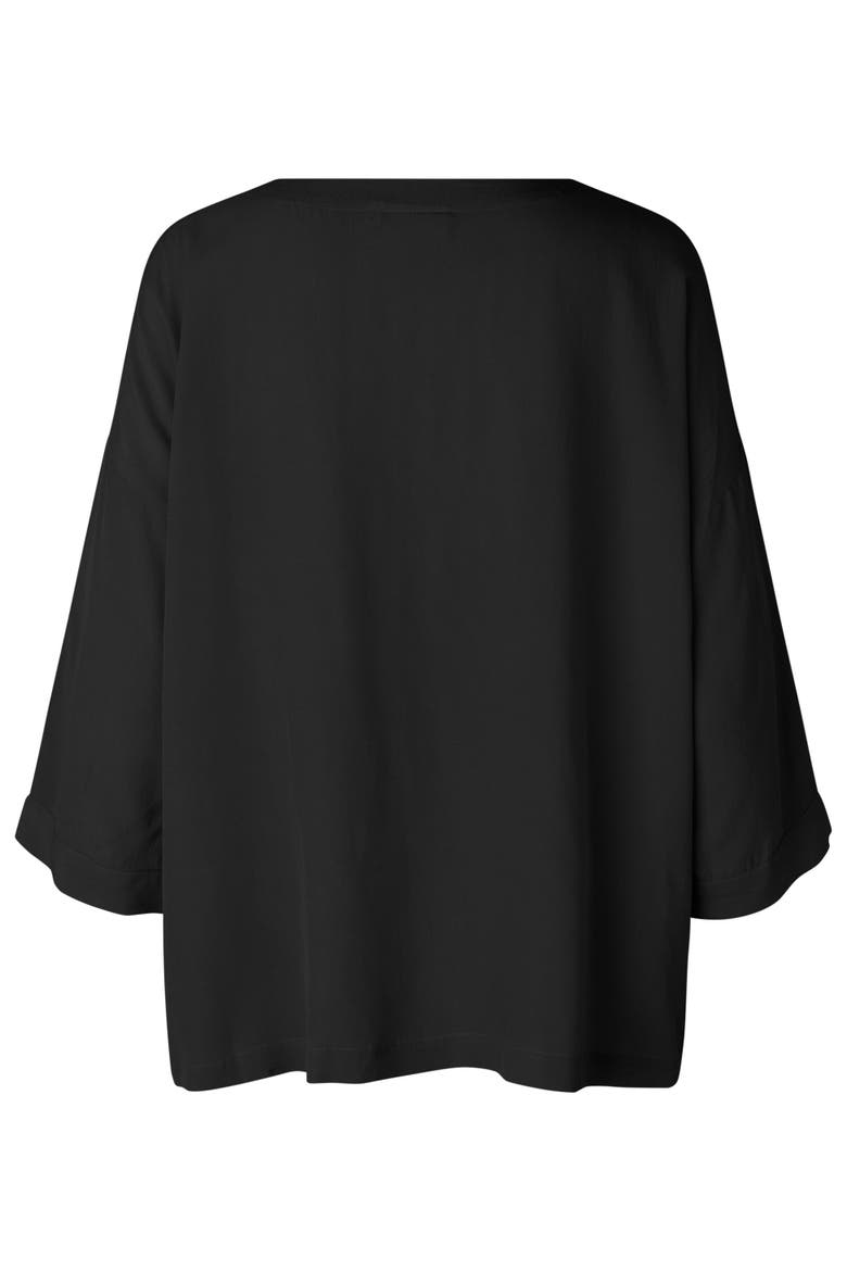 Mabecca Round Neck Draped Blouse, Alternate, color, Black