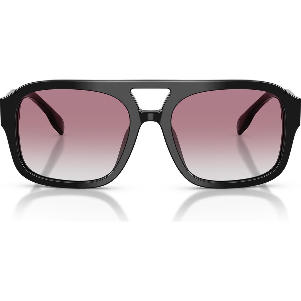 Tory Burch Double-bridge Square-frame Sunglasses In Black