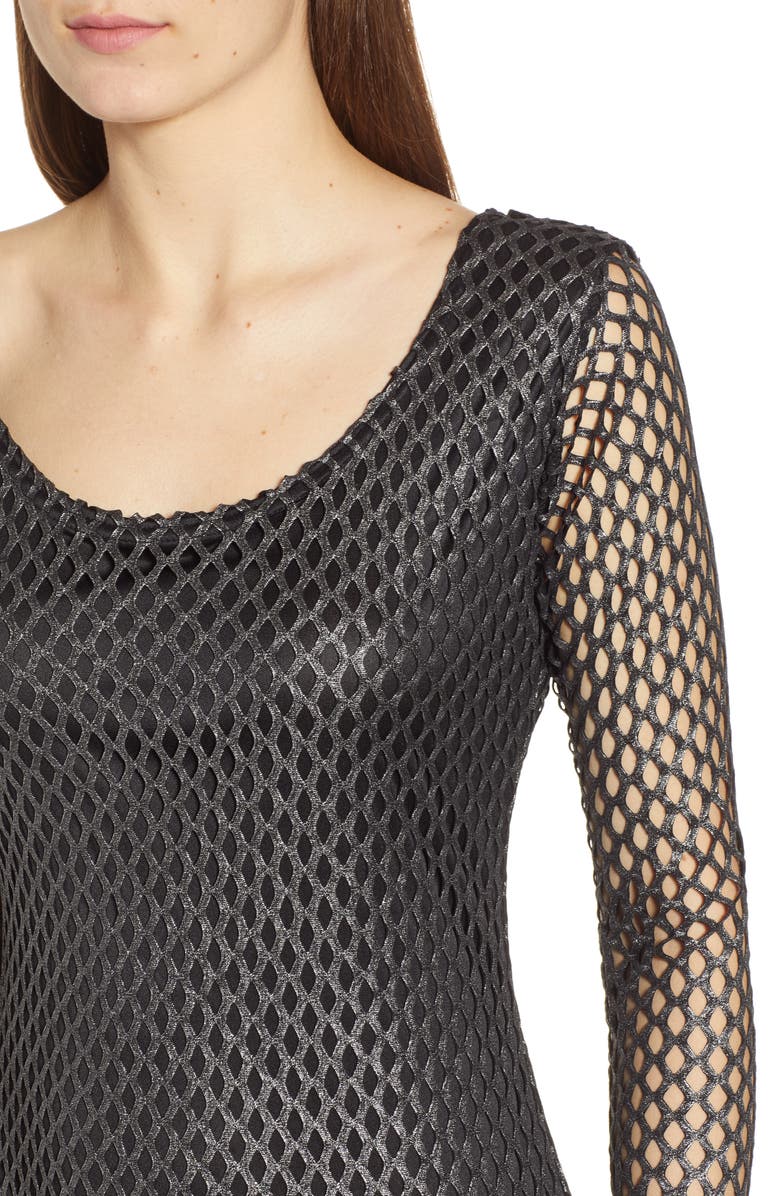 Sentimental NY Long Sleeve Mesh Body-Con Dress, Alternate, color, 