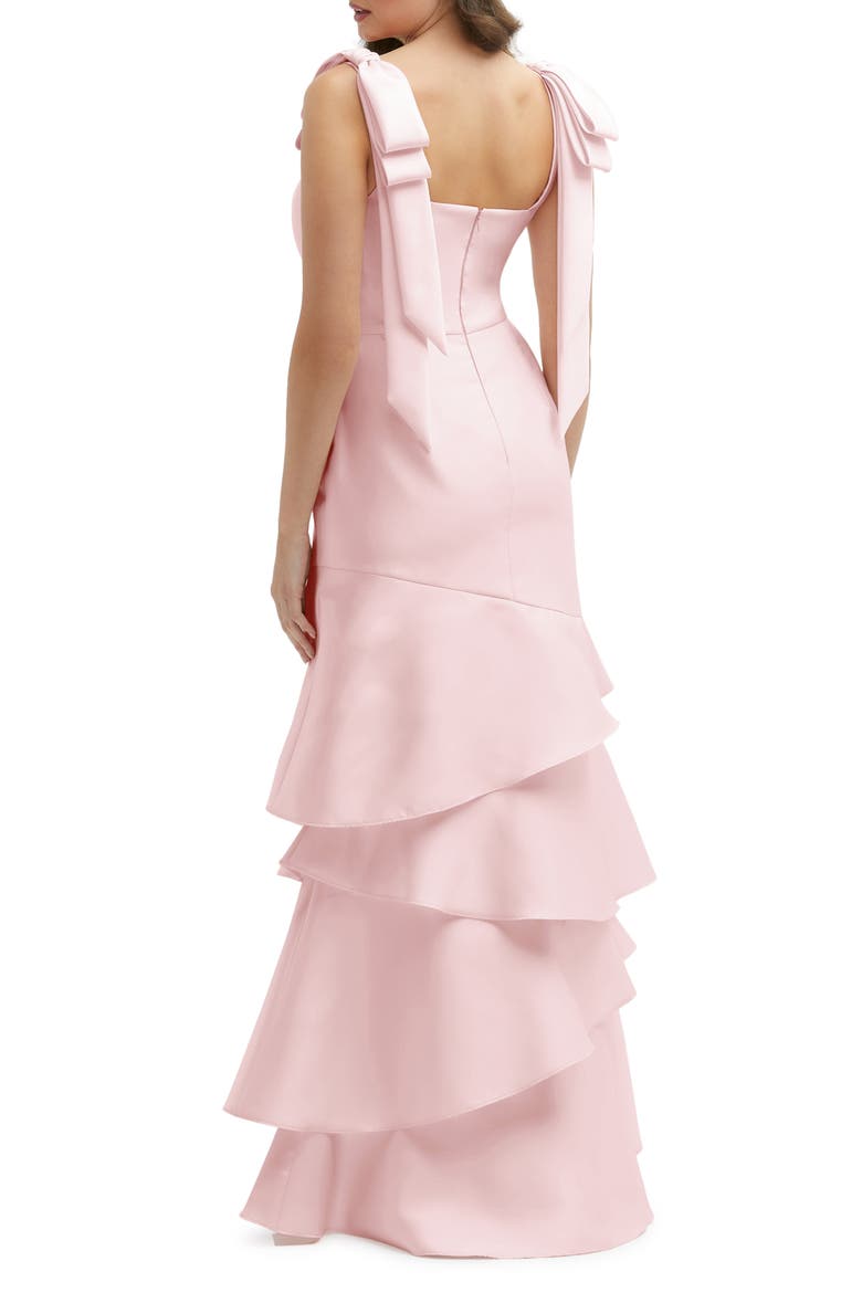 Bow Shoulder Tiered Gown, Alternate, color, BALLET PINK