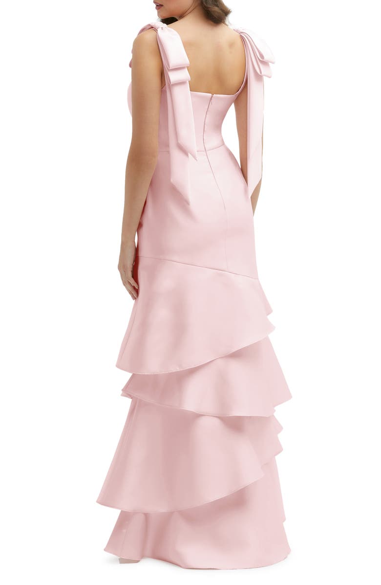 Dessy Collection Bow Shoulder Tiered Gown, Alternate, color, Ballet Pink