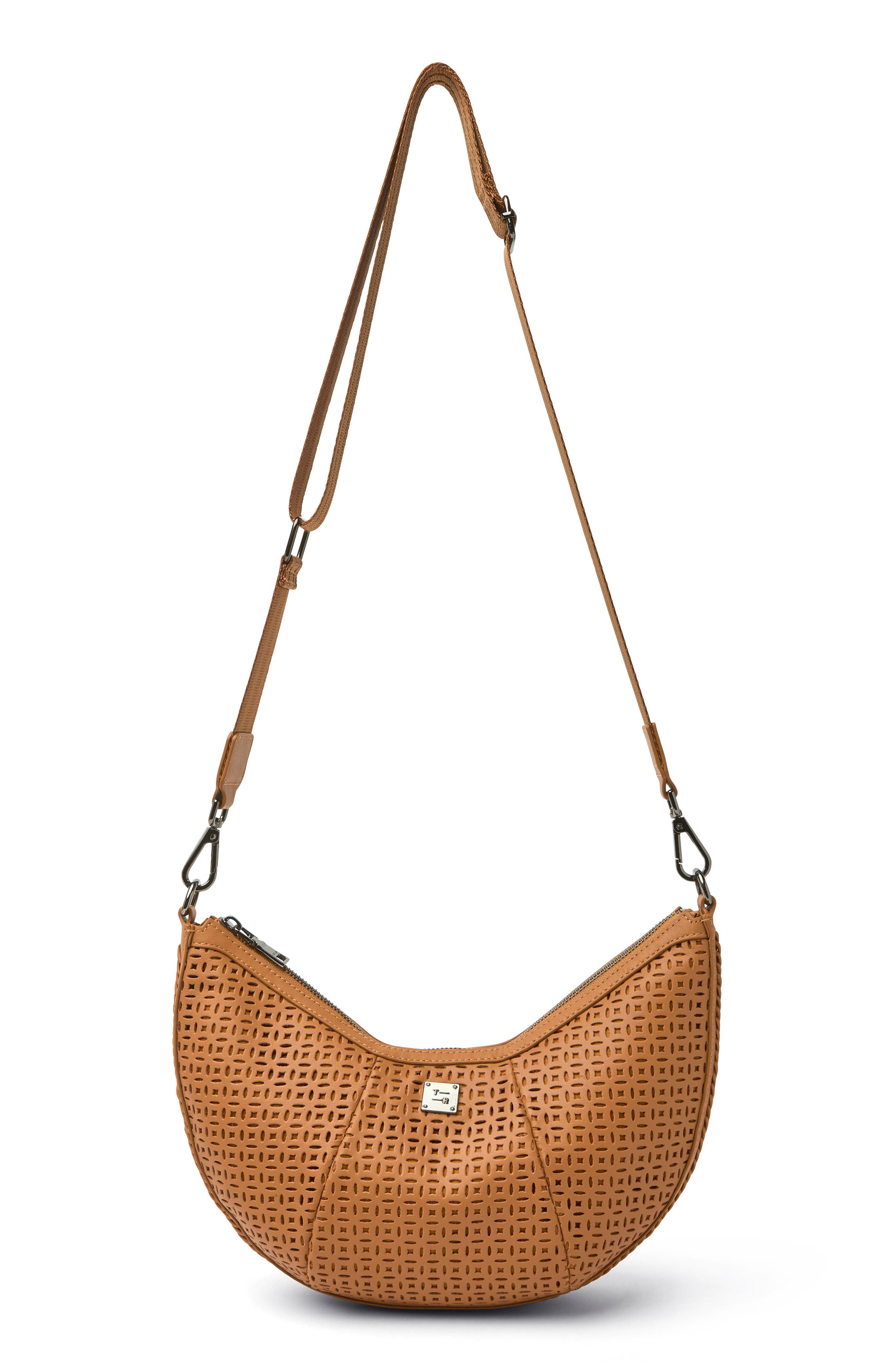 THINK ROYLN Posh Leather Shoulder Bag, Main, color, Terracotta Perforated Leather