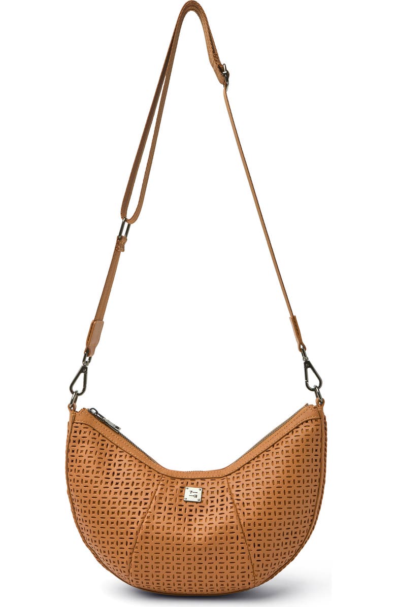 THINK ROYLN Posh Leather Shoulder Bag, Main, color, Terracotta Perforated Leather