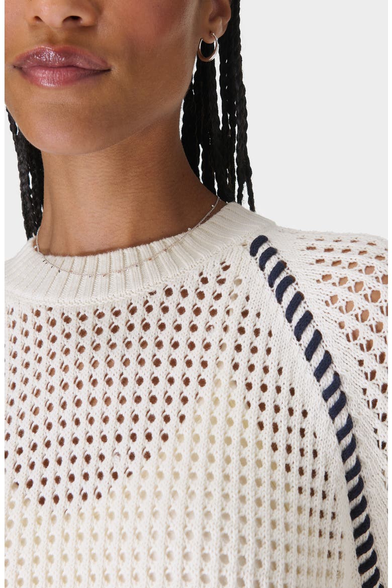 Tides High Whipstitch Open Knit Sweater, Alternate, color, LILY WHITE