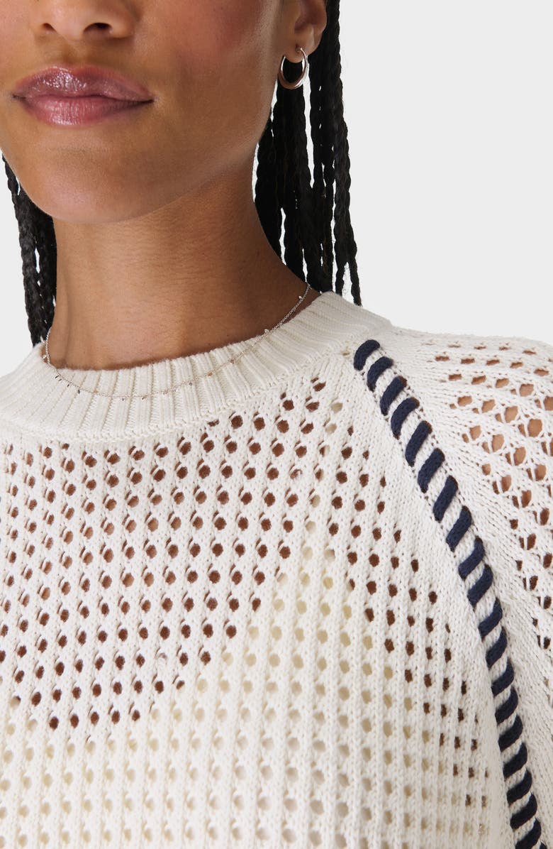 Sweaty Betty Tides High Whipstitch Open Knit Sweater, Alternate, color, Lily White