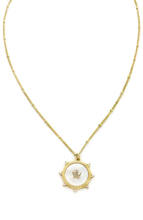 Crystal Mother-of-Pearl Pendant Necklace
