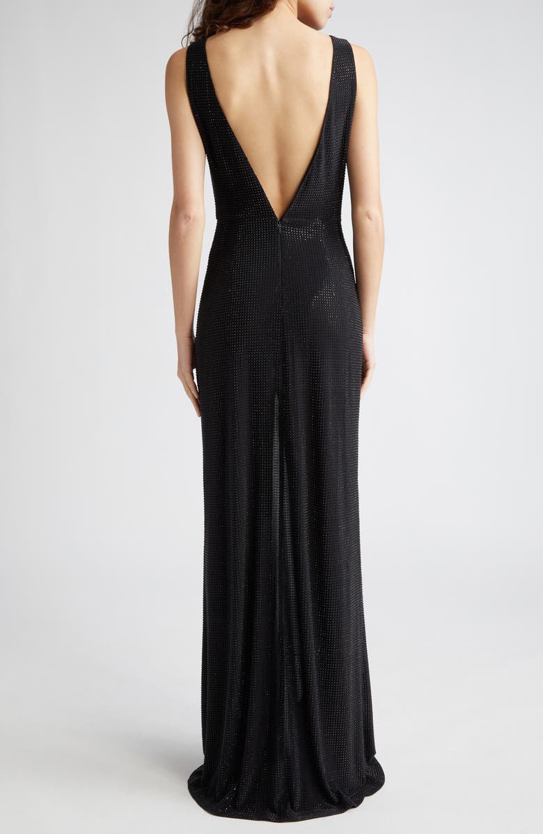 Ramy Brook Rosalyn Studded Plunge Neck Gown, Alternate, color, Black