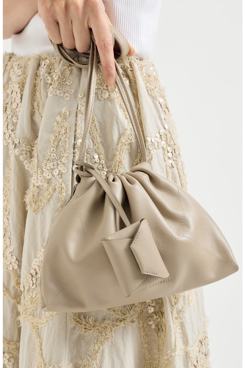 Calfskin bag charm, Alternate, color, Buff