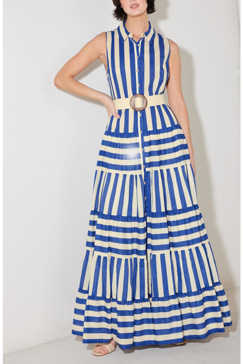 Stripe Sleeveless Maxi Dress, Alternate, color, BLUE/ IVORY