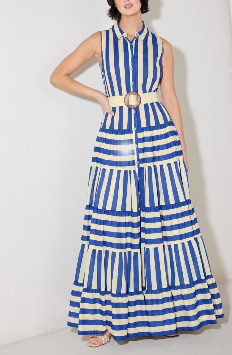 FREEMARKET Stripe Sleeveless Maxi Dress, Alternate, color, Blue/ Ivory