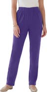Roaman's Plus Size Soft Knit Relaxed Pull-On Straight Leg Pant