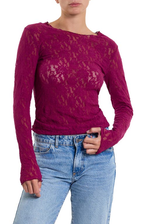 Hanky Panky Signature Lace Long Sleeve Top Sugar Plum In Sugar Plum Red