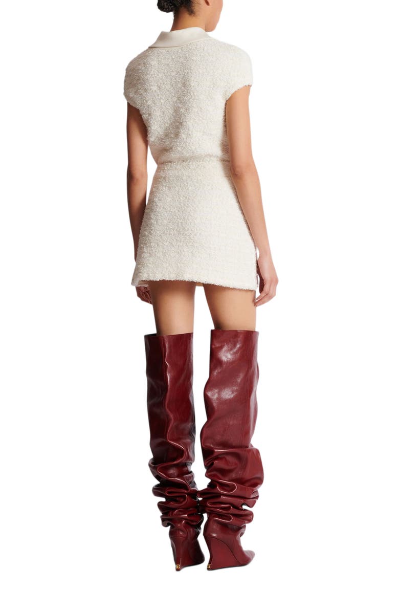 Balmain Short Zipped Tweed Skirt, Alternate, color, White