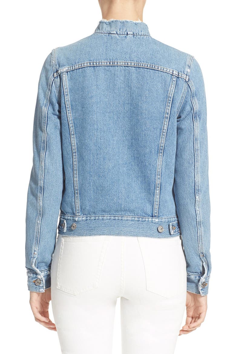 Fray Denim Jacket, Alternate, color, INDIGO FRAY