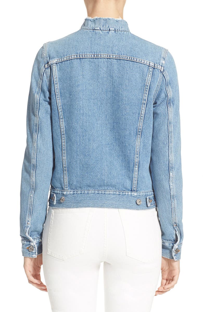 Acne Studios Fray Denim Jacket, Alternate, color,