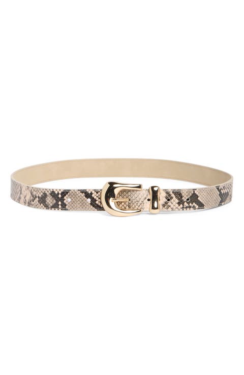 Snakeskin Embossed Faux Leather Belt