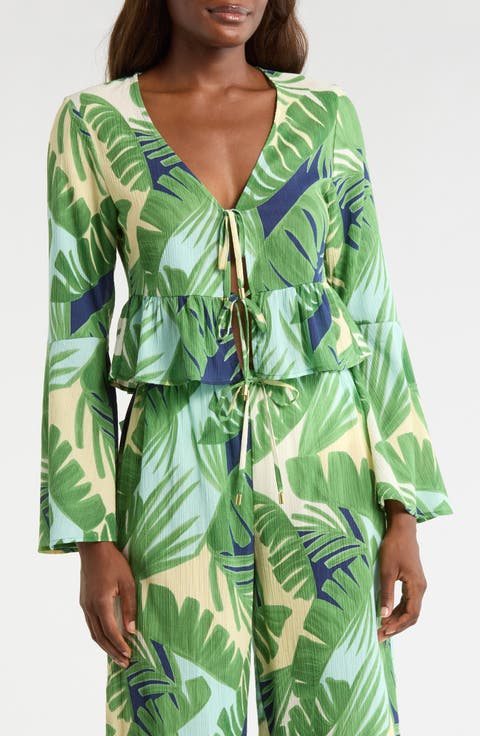 Crinkled Side Slit Cover-Up Pants