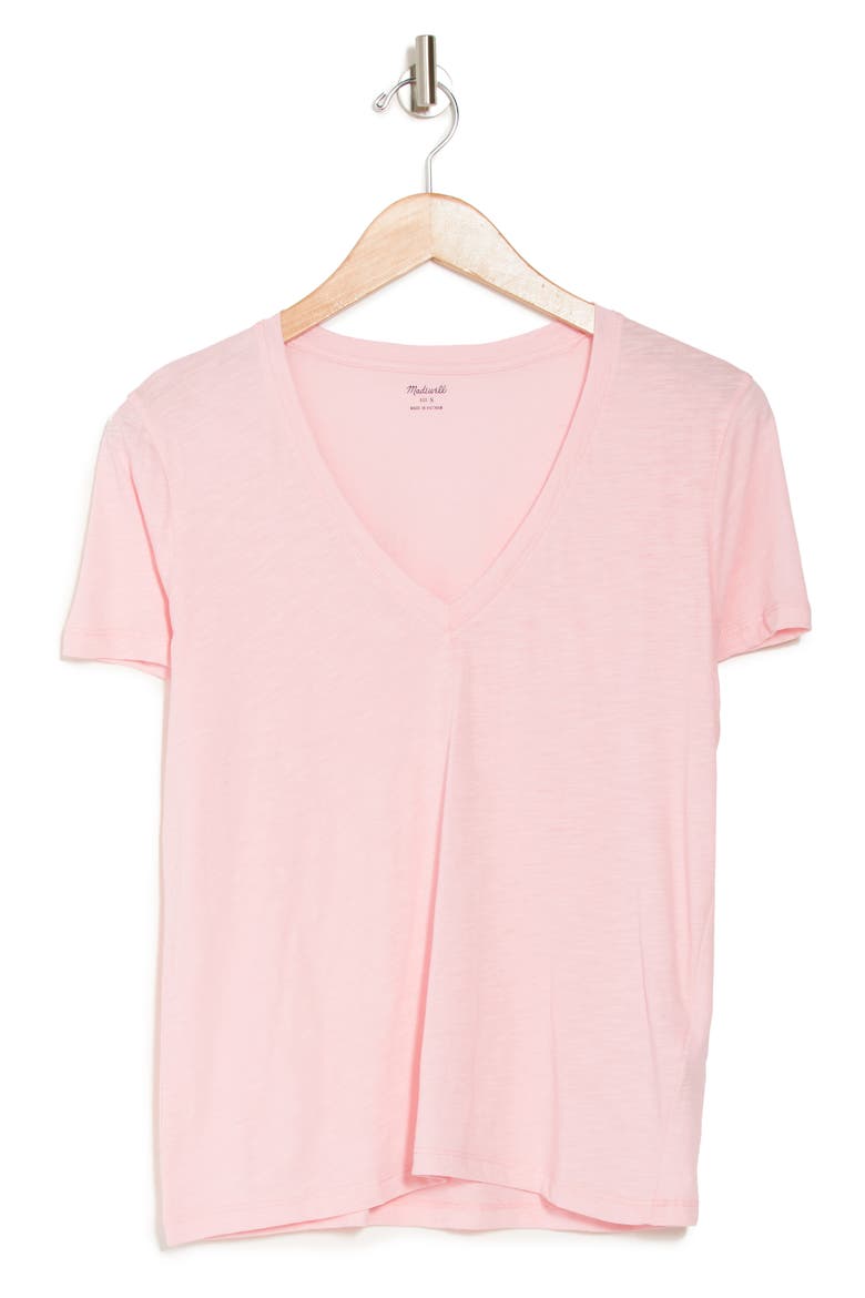 V-Neck Short Sleeve T-Shirt, Alternate, color, CANDY PINK