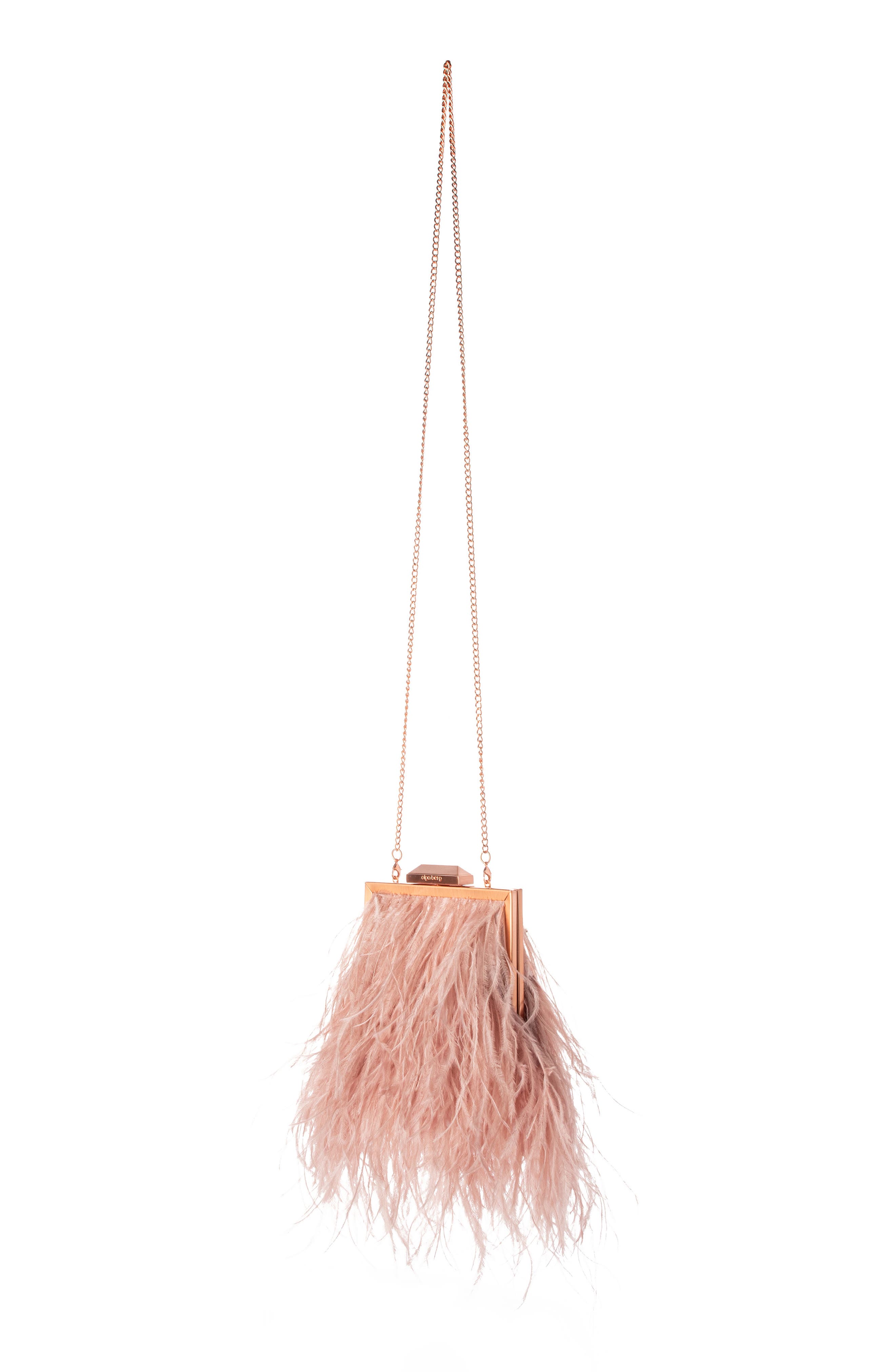 Ostrich Feather Embellished Clutch, Alternate, color, BLUSH