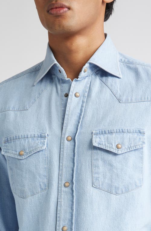 Eleventy Chambray Snap-up Western Shirt In Brown