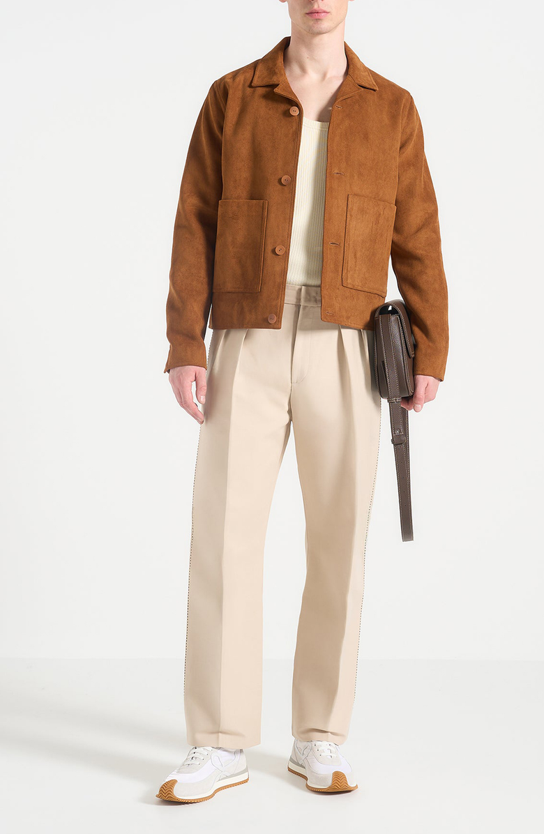 Manière De Voir Nolan Twin Pleat Chino Trousers with Stitch Detail, Alternate, color, Beige