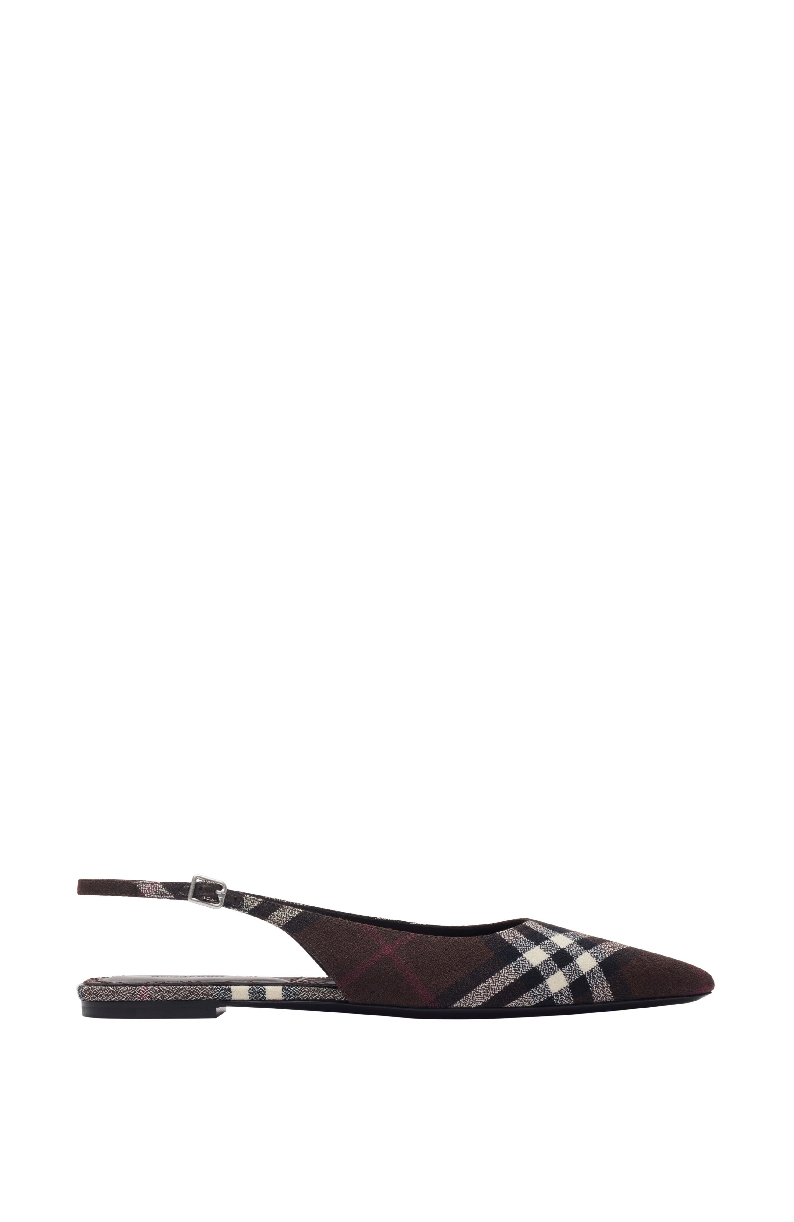 Burberry Check Dame Slingback Ballerinas, Main, color, Mahogany Brown