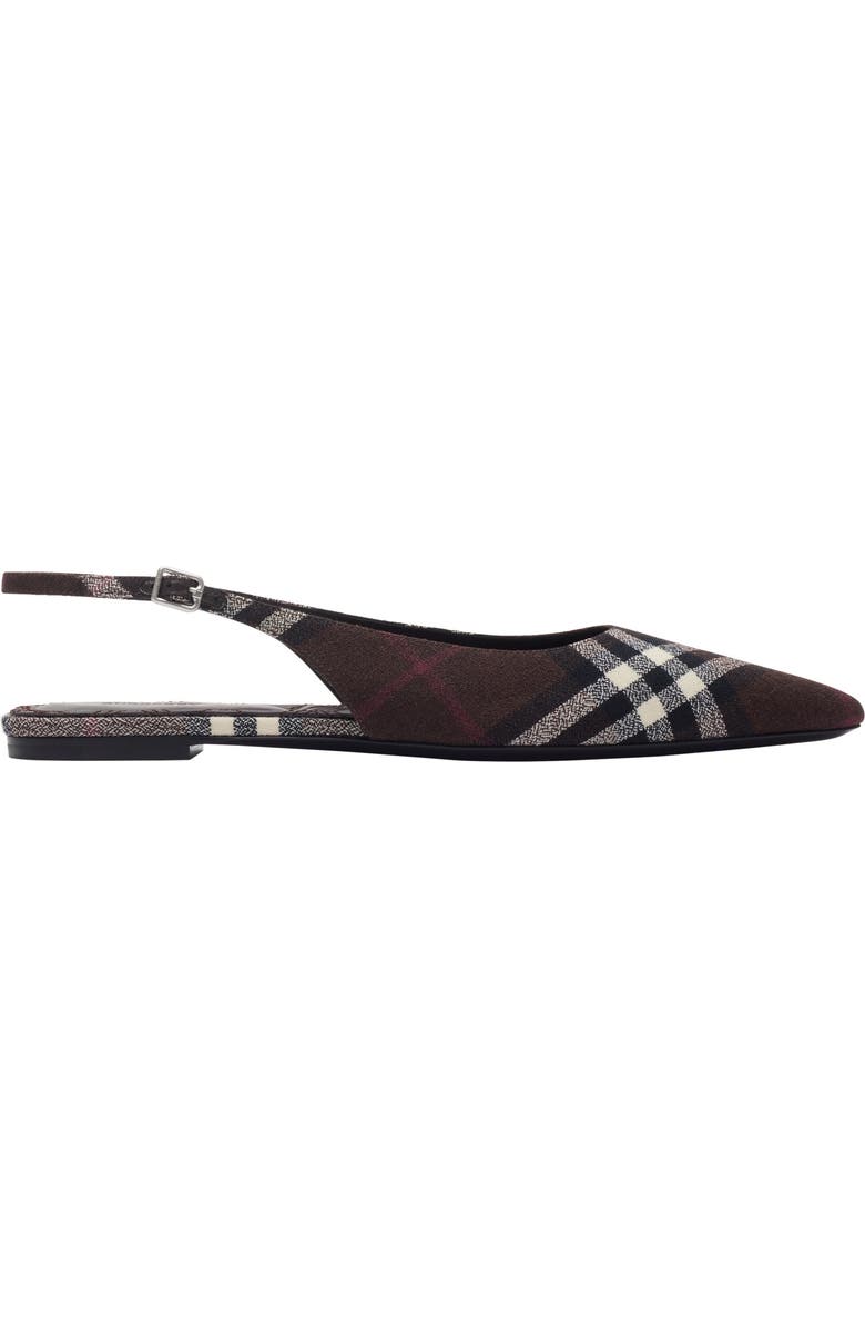 Burberry Check Dame Slingback Ballerinas, Main, color, Mahogany Brown