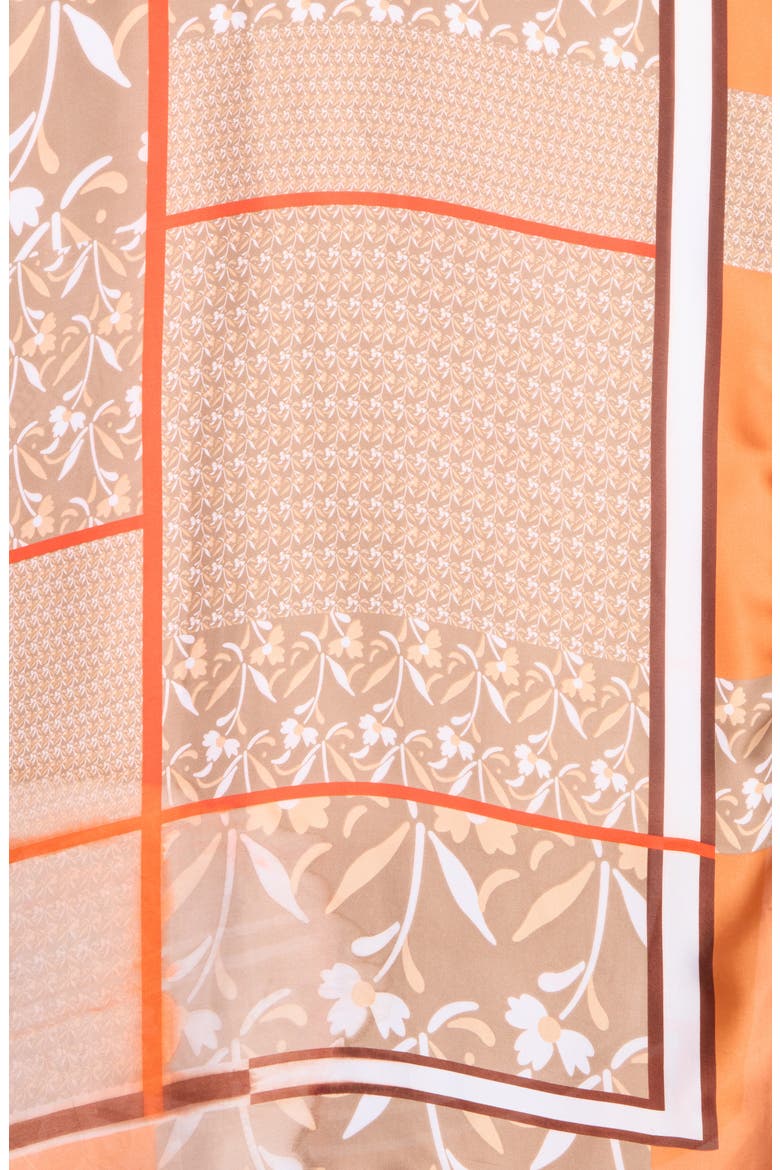 Abstract Print Scarf, Alternate, color, ORANGE