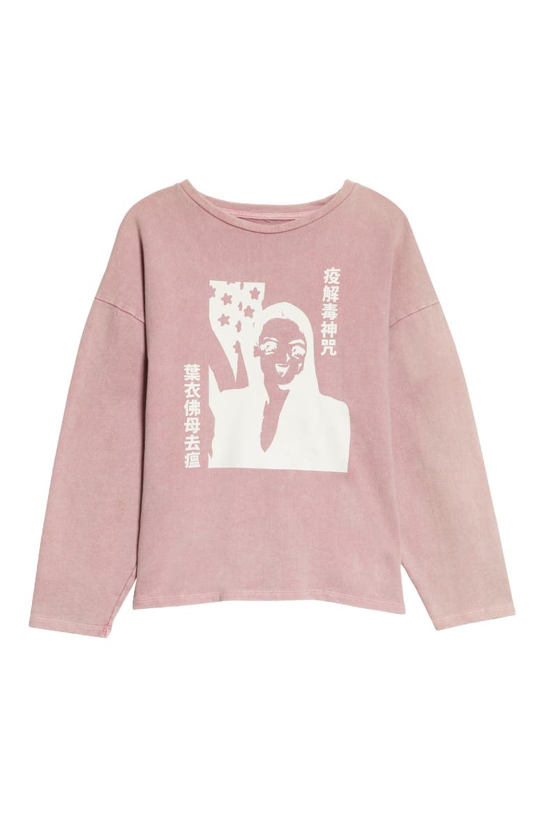 Unisex Anime Graphic Sweatshirt, Alternate, color, ACID PINK