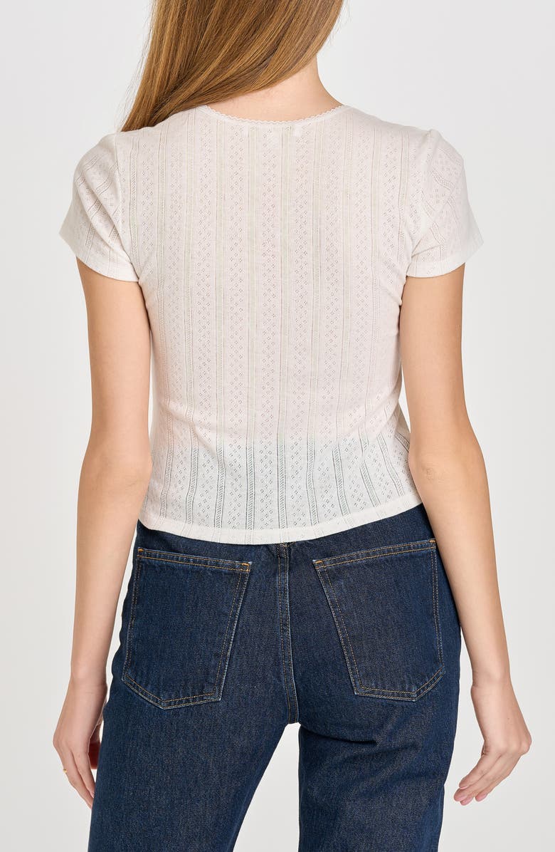 WAYF Anna Pointelle Cotton T-Shirt, Alternate, color, Ivory